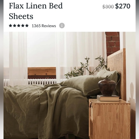 $305 Silk & Snow New! 100% Flax Linen Olive Green Duvet Cover in King - Picture 2 of 6